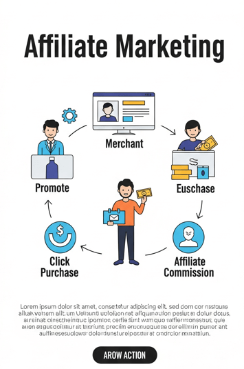 Affiliate marketing entails collaborating with individuals or other businesses to endorse products or services in return for a percentage of the sales generated through their referrals. 