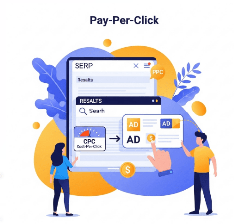 Pay-per-click advertising (ppc)  is a type of online advertising where businesses pay a fee every time their ad is clicked.